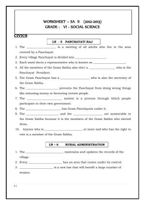 CBSE Worksheets for Class 6 Social Science Civics Assignment