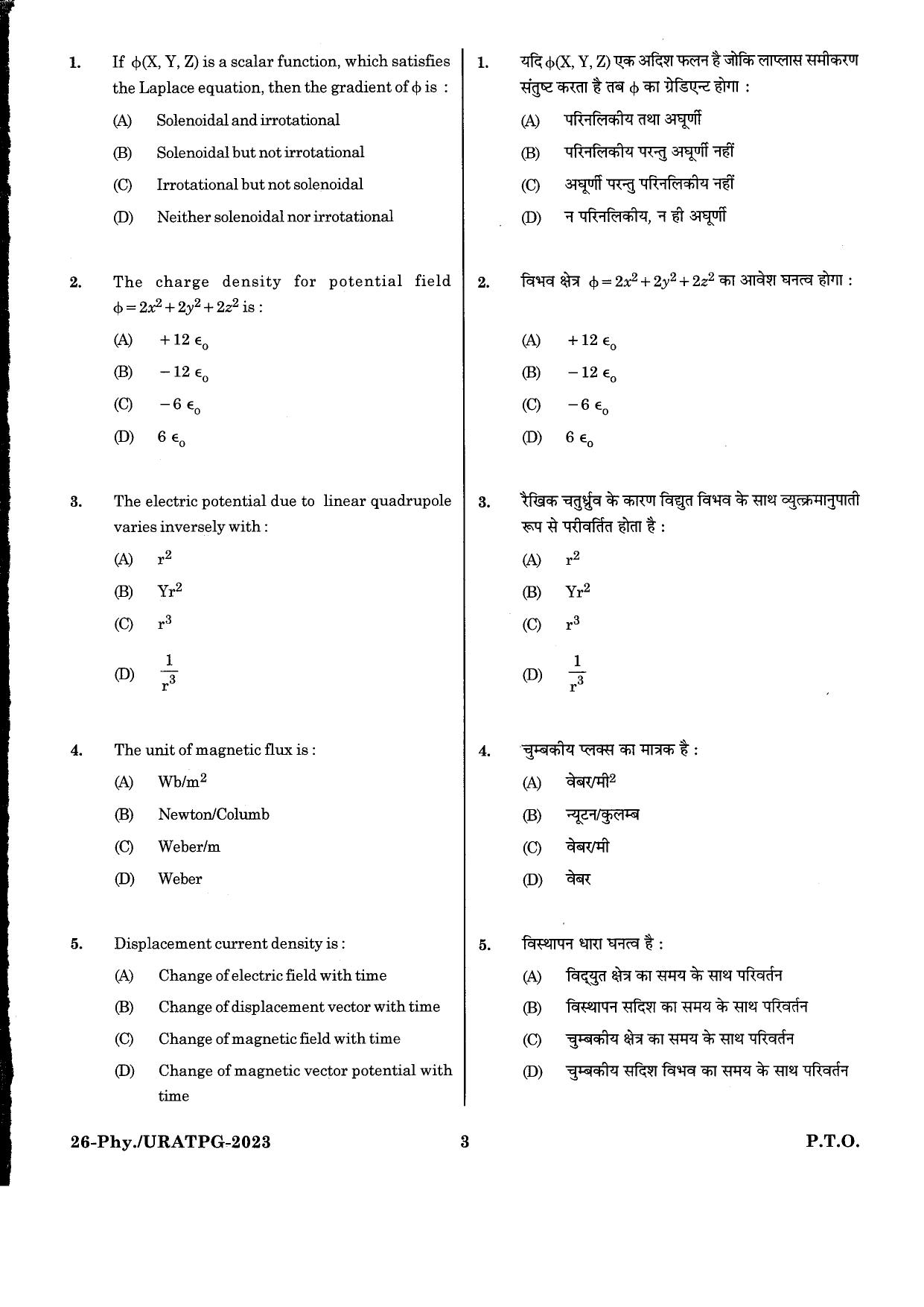 URATPG Physics 2023 Sample Question Paper - Page 2