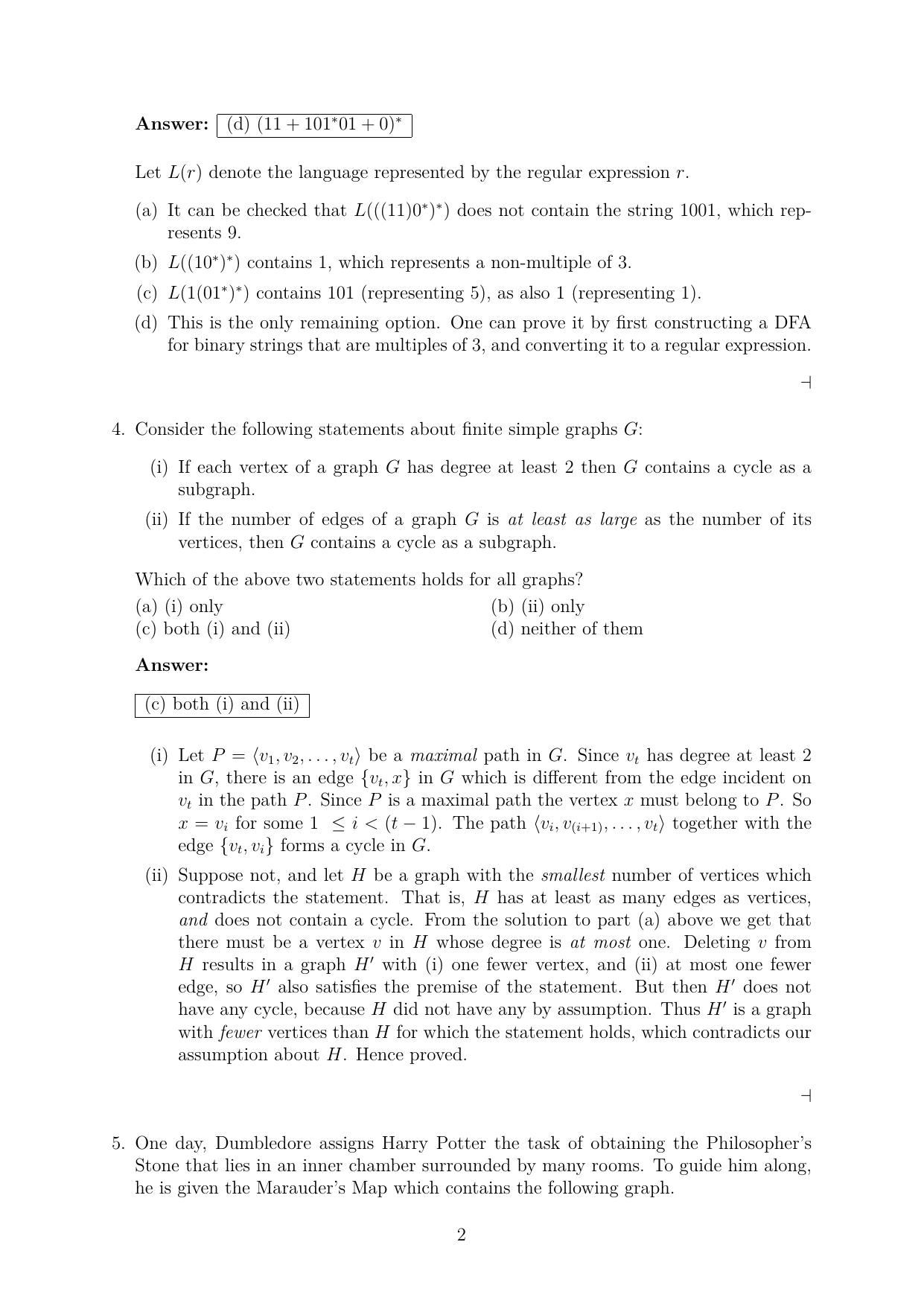 CMI Entrance Exam 2021 Solutions MSc/PhD Computer Science - Page 2
