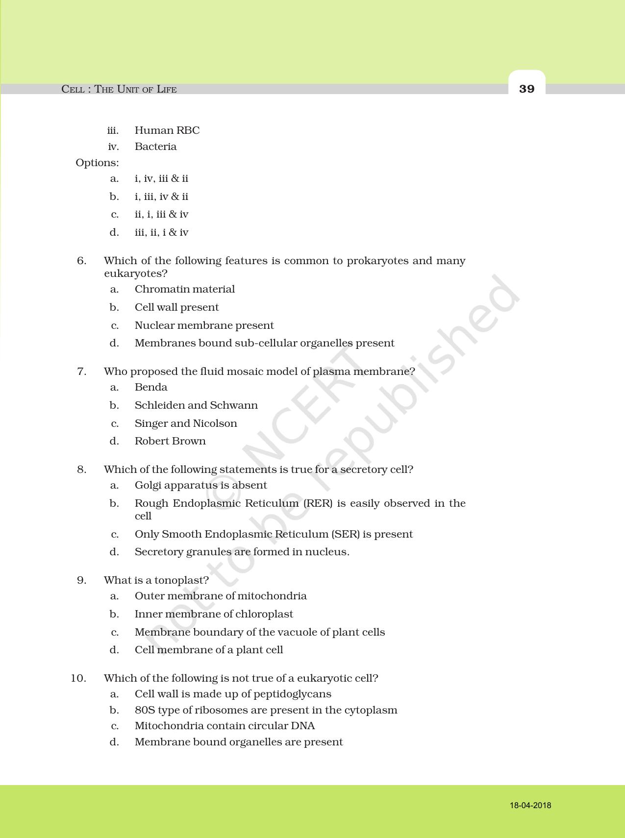 NCERT Exemplar Book for Class 11 Biology: Chapter 8 Cell The Unit Of Life - Page 2