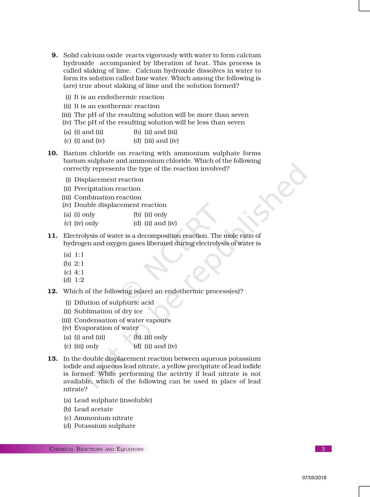 NCERT Exemplar Book for Class 10 Science: Chapter 1 Chemical Reactions and Equations - Page 3