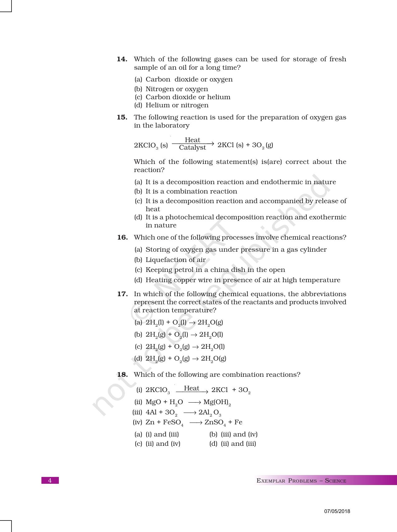 NCERT Exemplar Book for Class 10 Science: Chapter 1 Chemical Reactions and Equations - Page 4