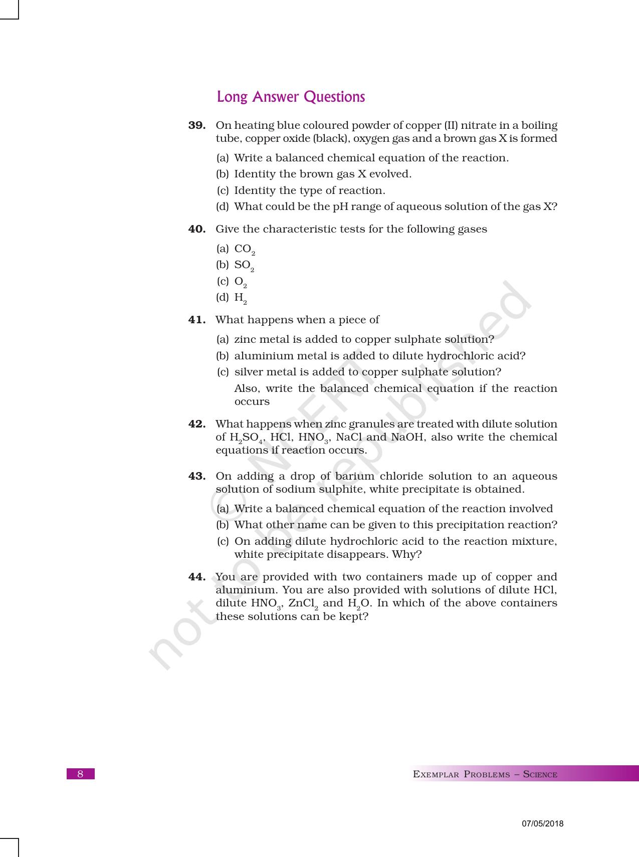 NCERT Exemplar Book for Class 10 Science: Chapter 1 Chemical Reactions and Equations - Page 8