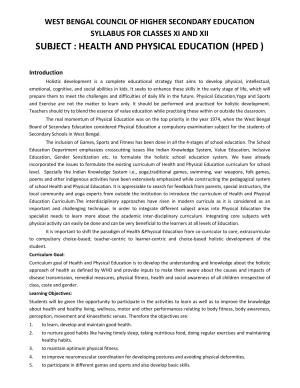 WBCHSE Class 11 & 12 Syllabus for Health and Physical Education (HPED) (SET III)
