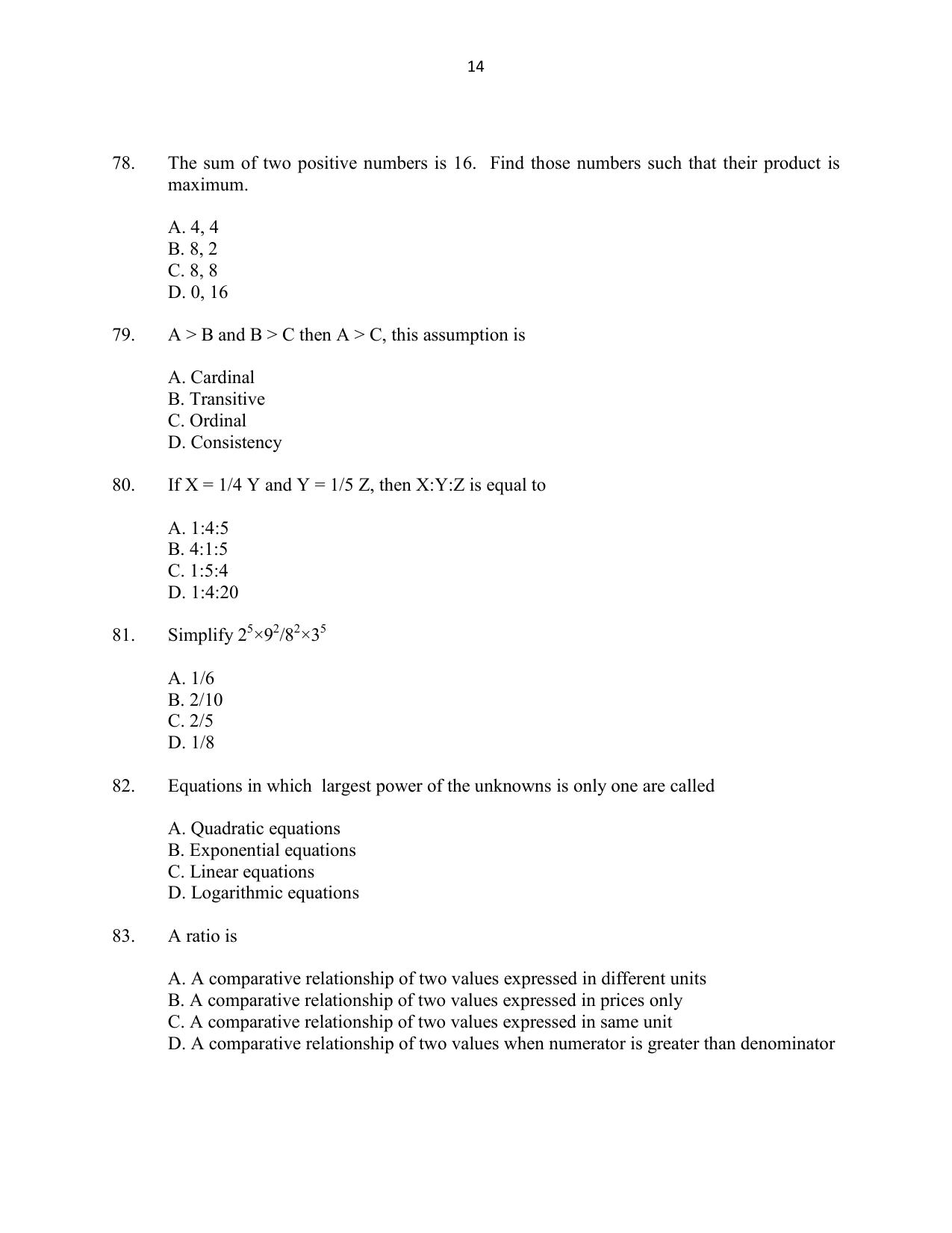 CUSAT CAT 2016 Applied Economics Question Paper - Page 14