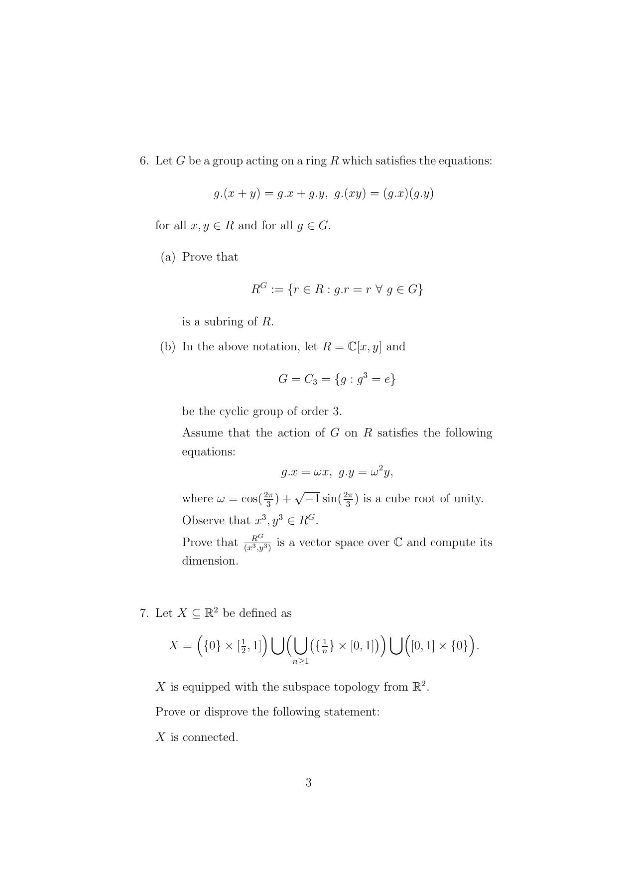 ISI Admission Test JRF in Mathematics (MTB) 2024 Sample Paper - Page 3