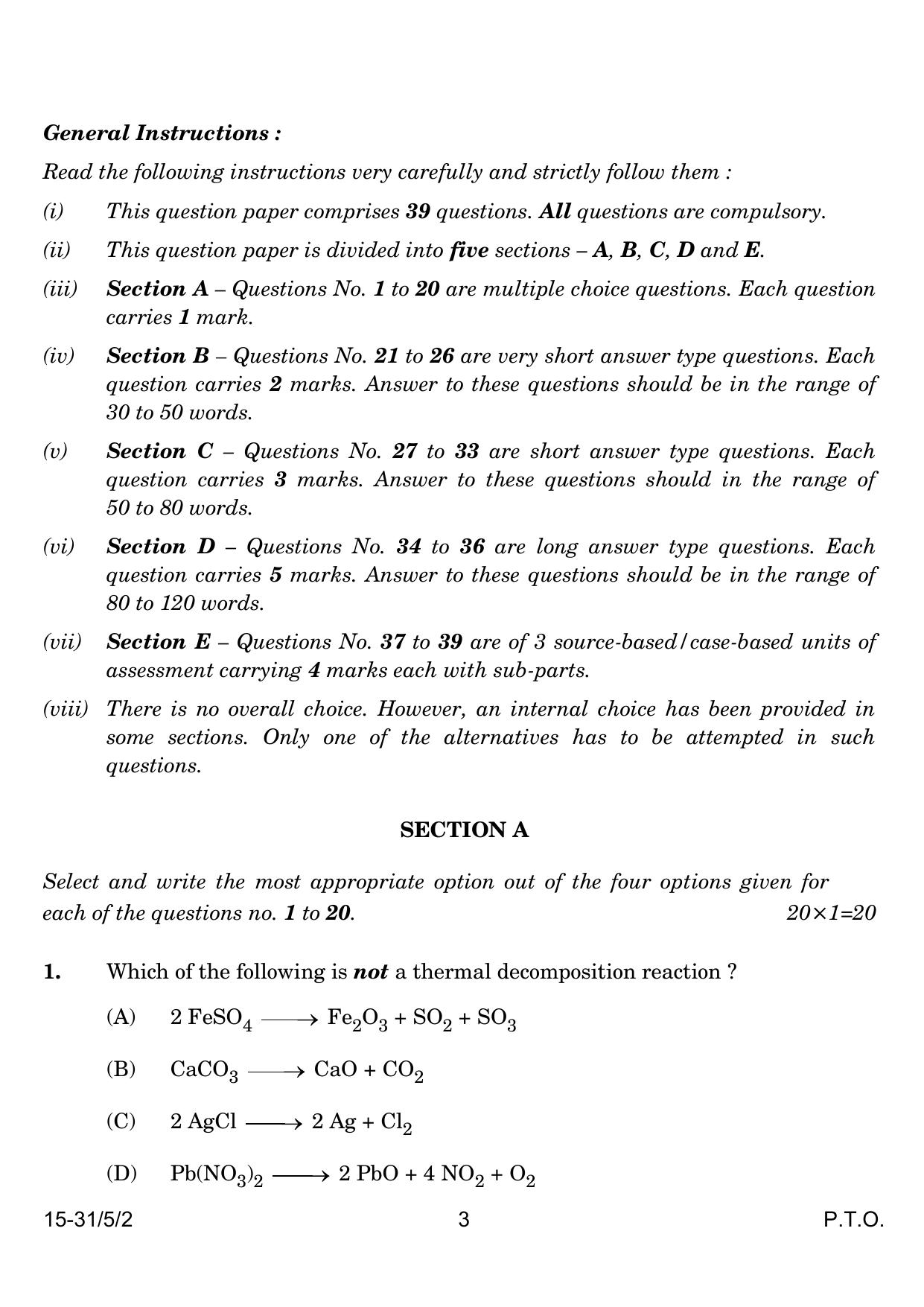CBSE Class 10 31-5-2 Science 2024 Question Paper - Page 3