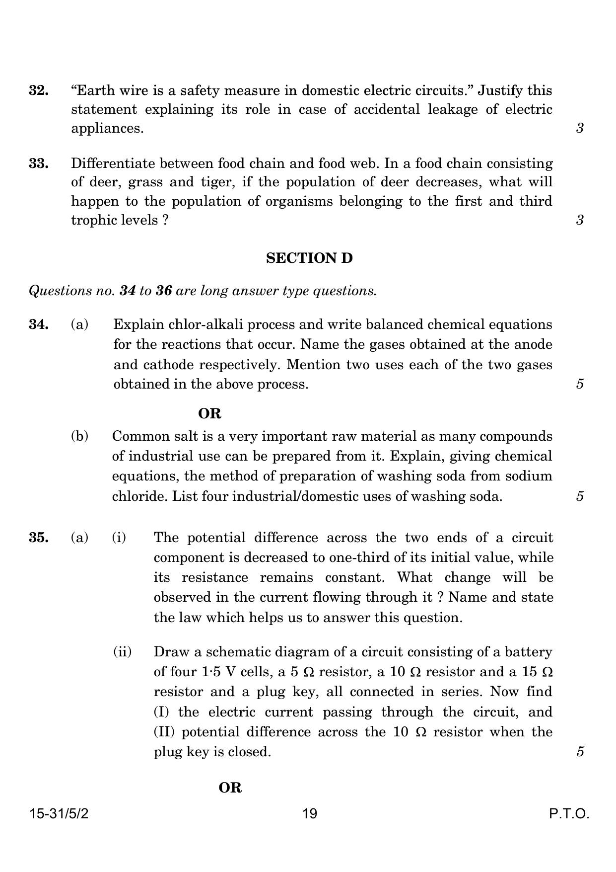 CBSE Class 10 31-5-2 Science 2024 Question Paper - Page 19