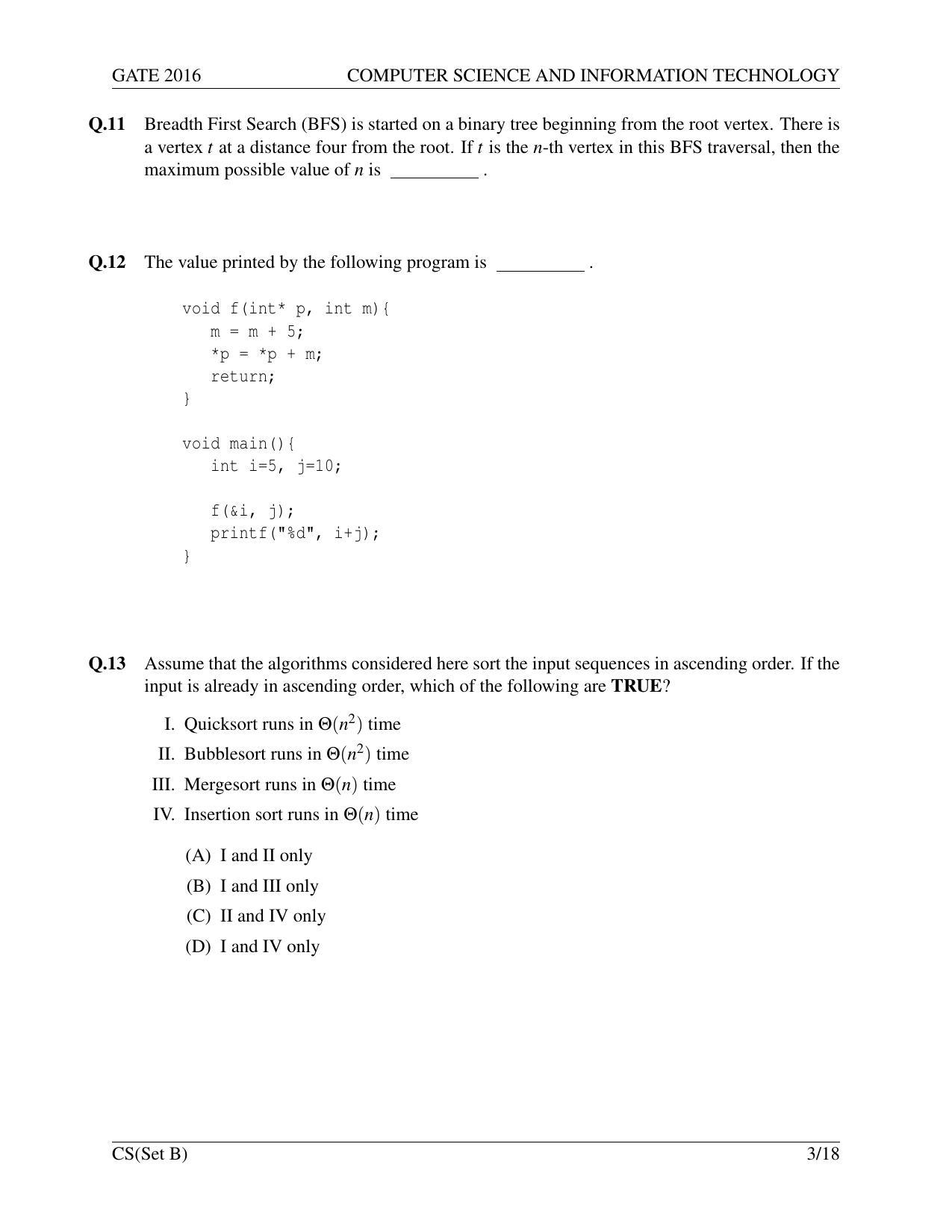 GATE 2016 Computer Science and Information Technology (CS) Question Paper with Answer Key - Page 28
