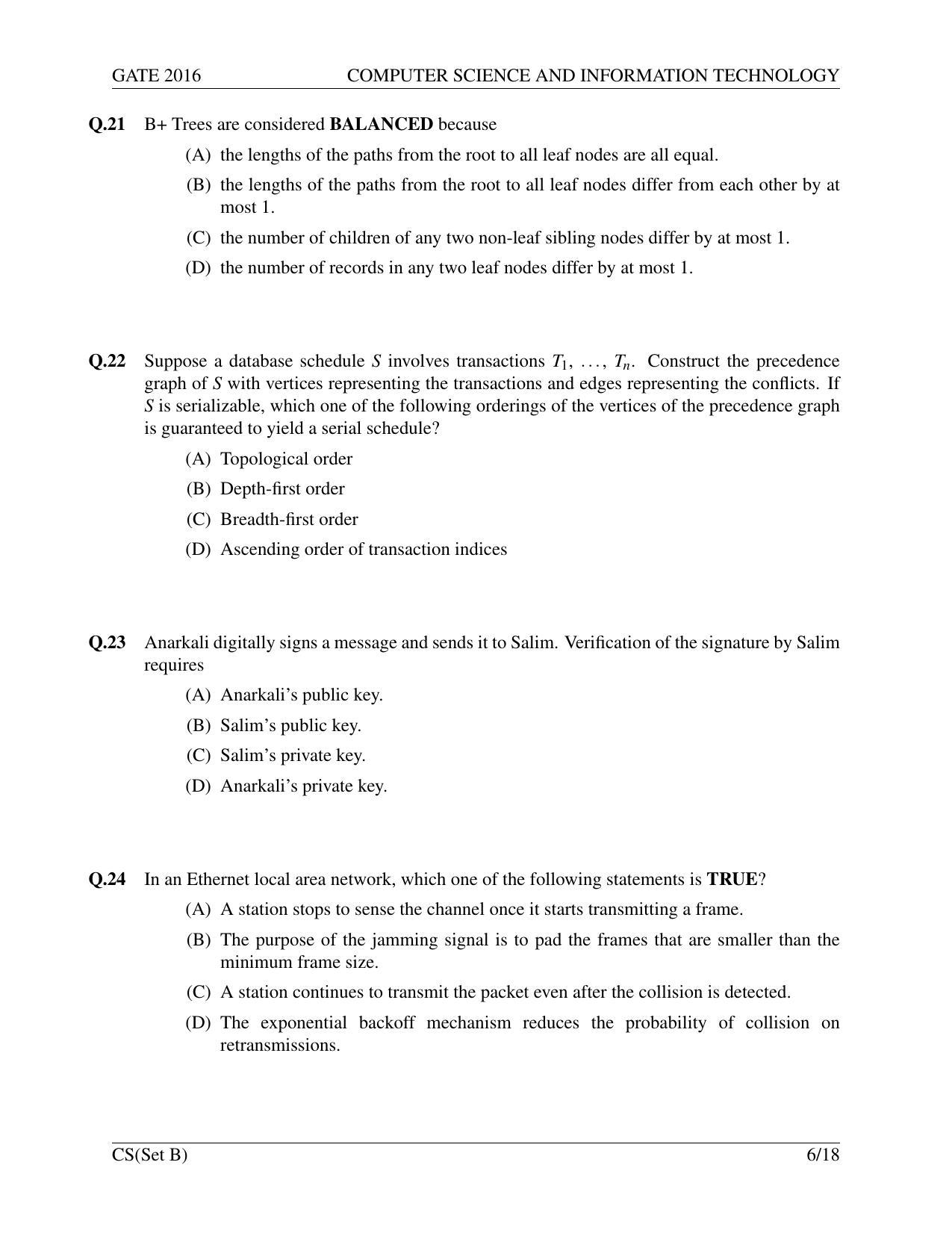 GATE 2016 Computer Science and Information Technology (CS) Question Paper with Answer Key - Page 31