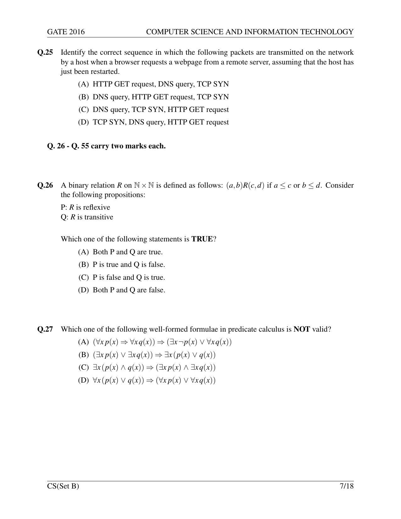 GATE 2016 Computer Science and Information Technology (CS) Question Paper with Answer Key - Page 32