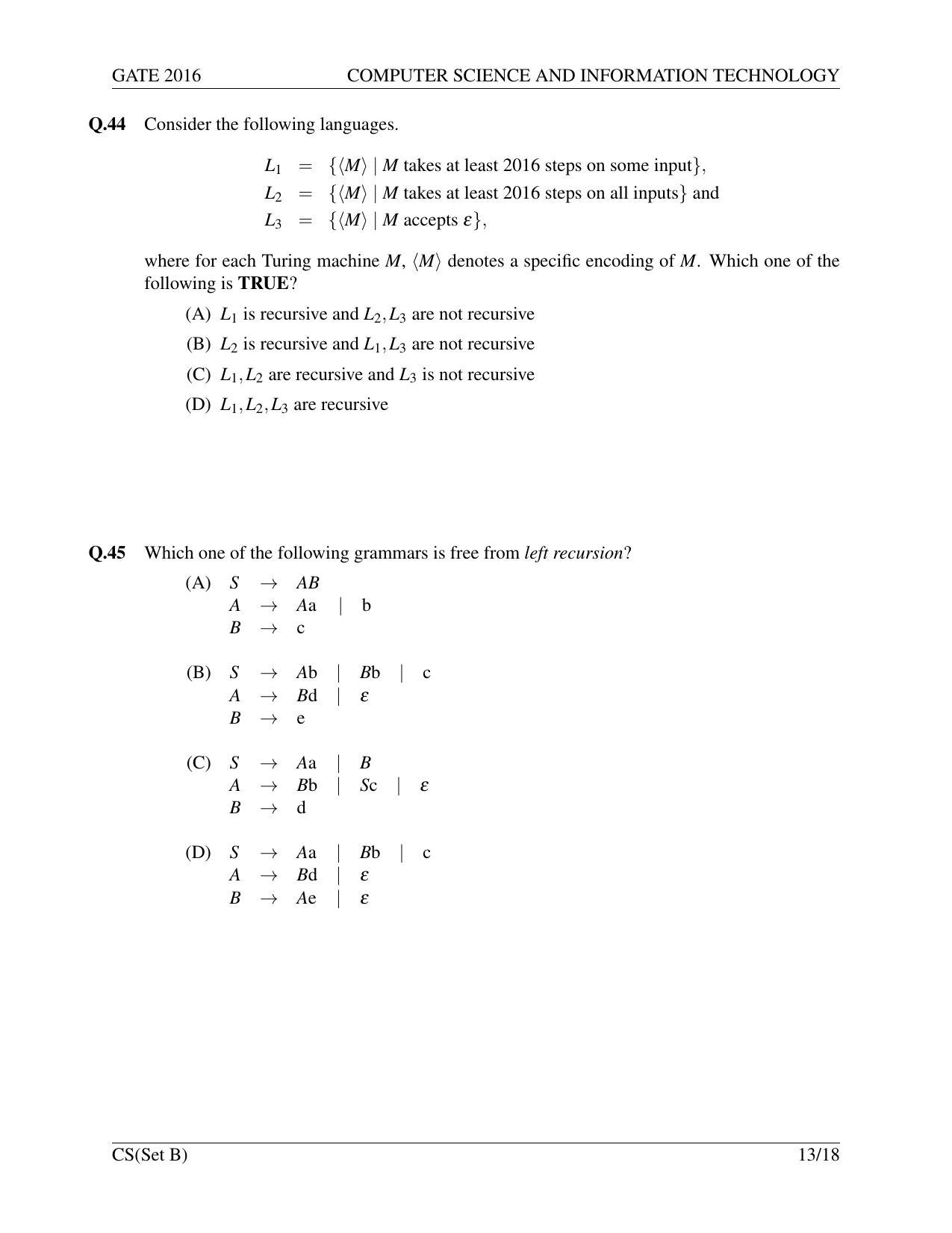 GATE 2016 Computer Science and Information Technology (CS) Question Paper with Answer Key - Page 38