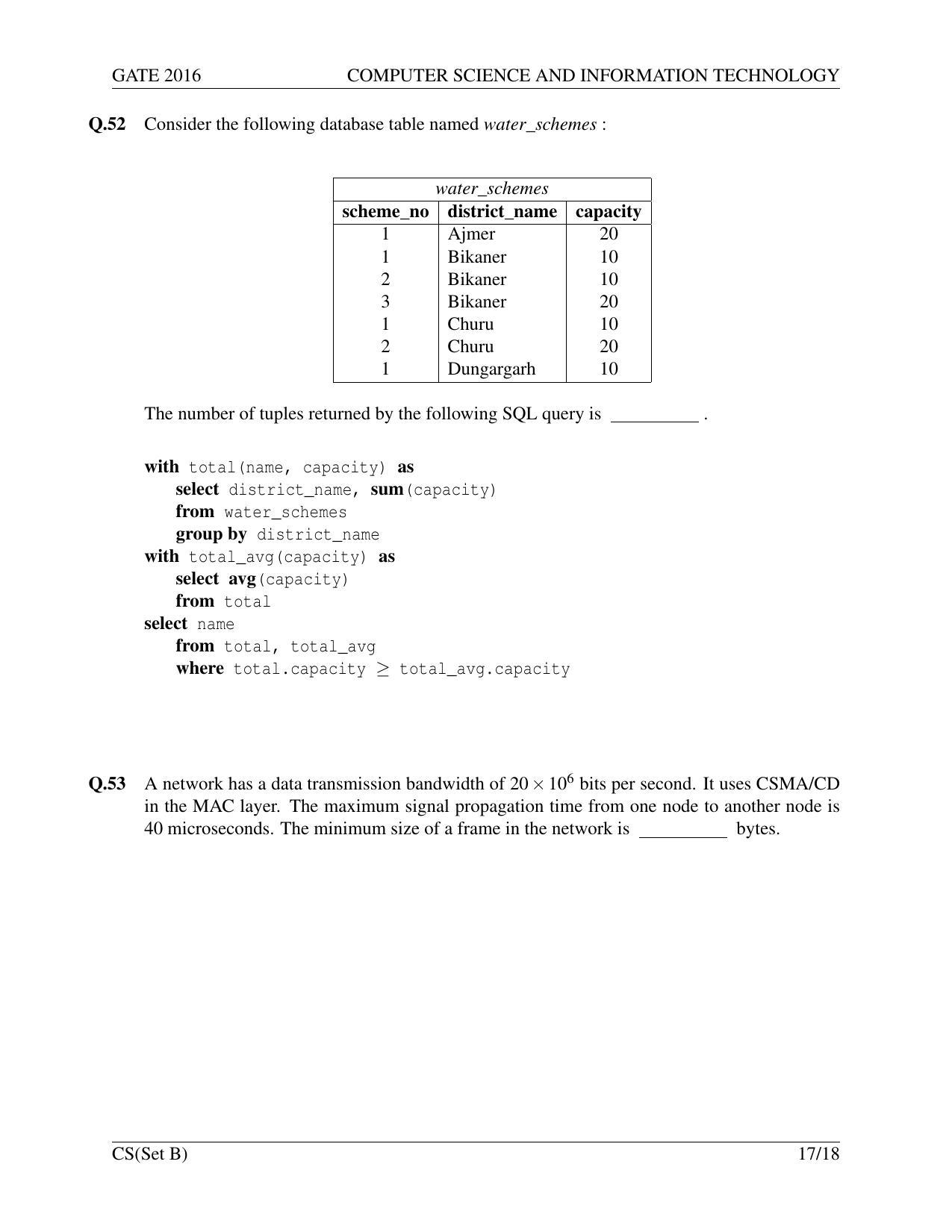 GATE 2016 Computer Science and Information Technology (CS) Question Paper with Answer Key - Page 42