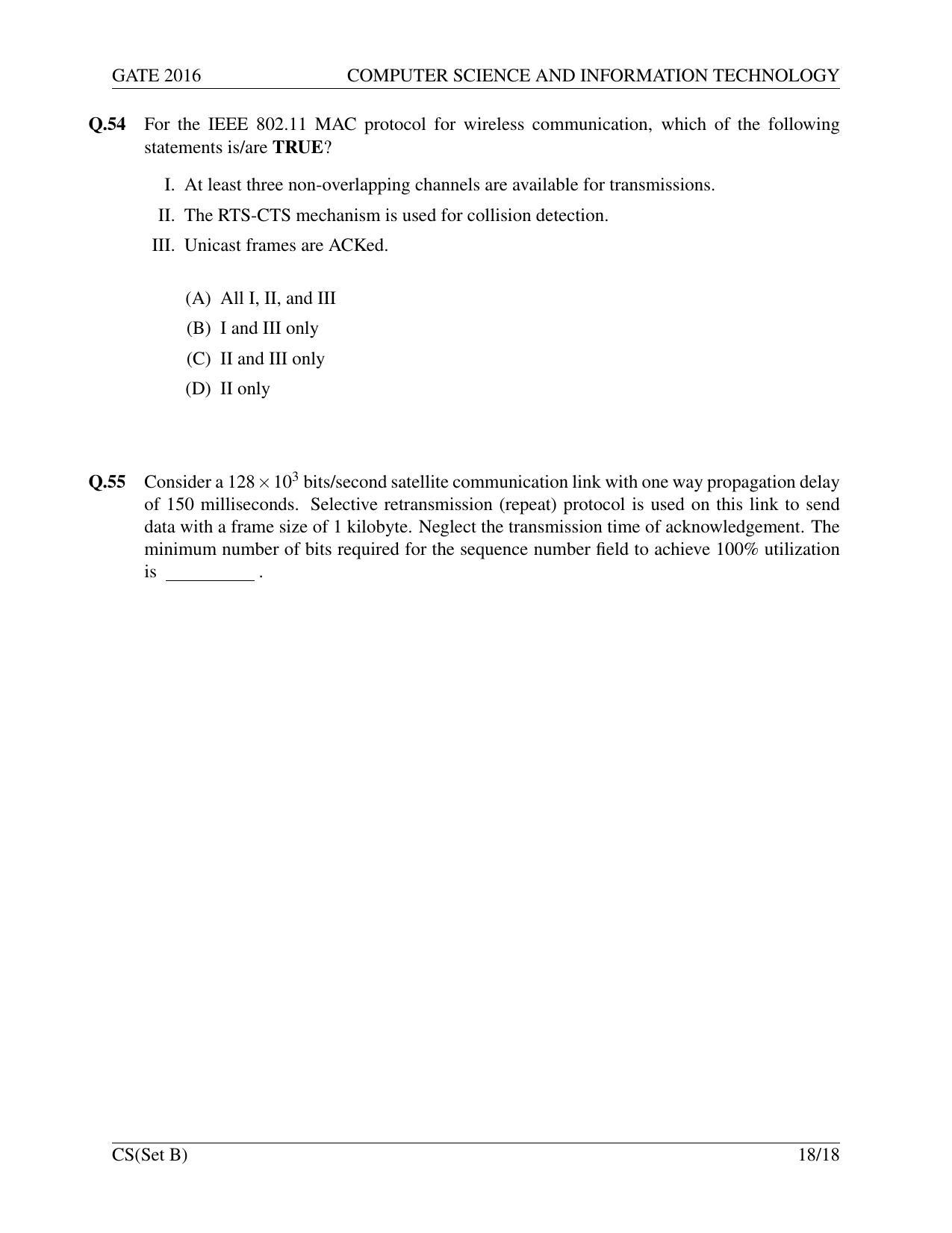 GATE 2016 Computer Science and Information Technology (CS) Question Paper with Answer Key - Page 43
