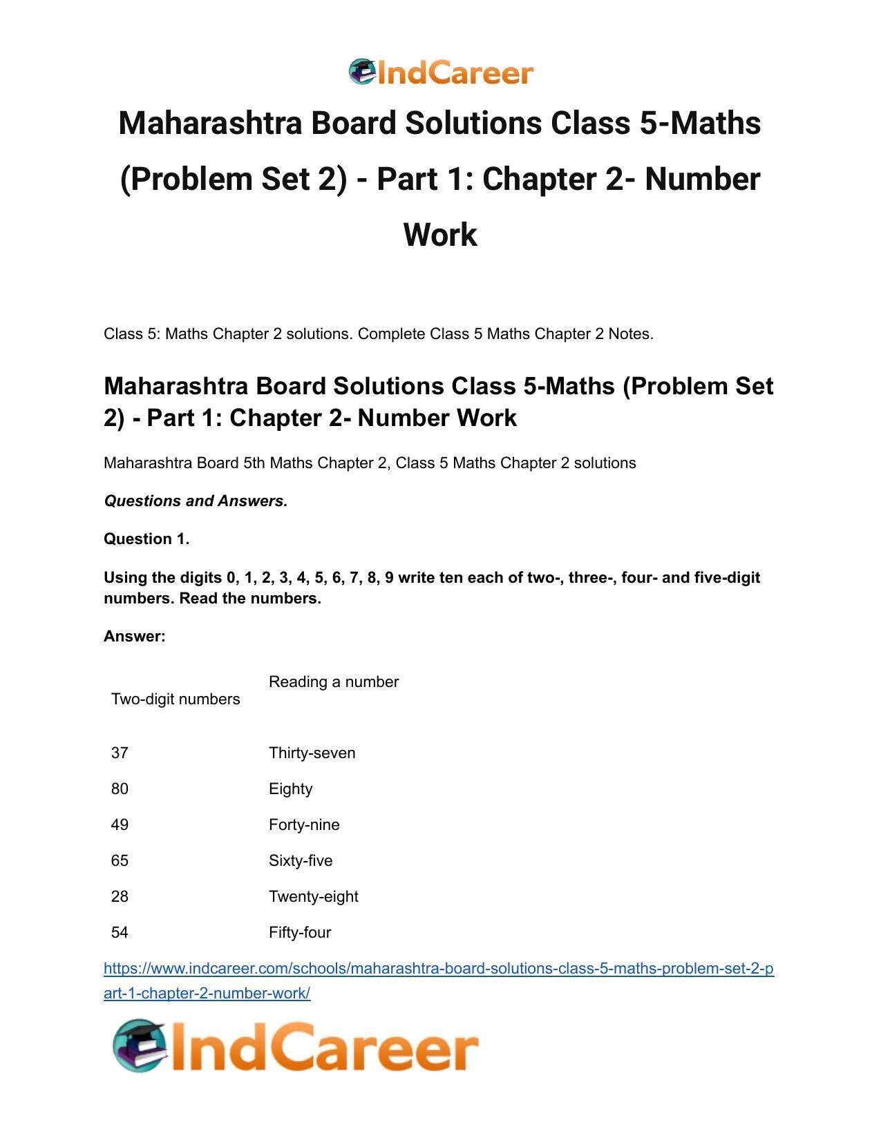 Maharashtra Board Solutions Class 5-Maths (Problem Set 2) - Part 1: Chapter 2- Number Work - Page 2
