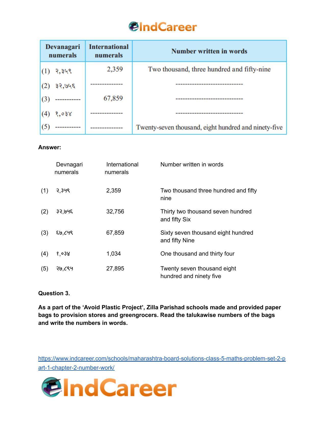 Maharashtra Board Solutions Class 5-Maths (Problem Set 2) - Part 1: Chapter 2- Number Work - Page 5