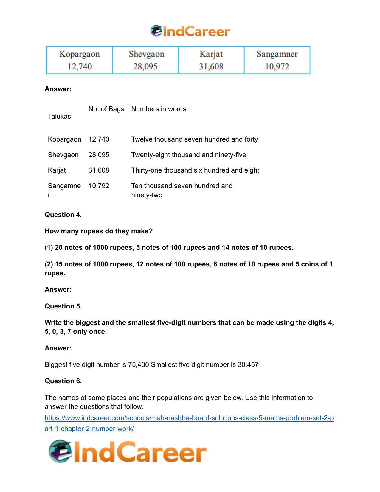 Maharashtra Board Solutions Class 5-Maths (Problem Set 2) - Part 1: Chapter 2- Number Work - Page 6