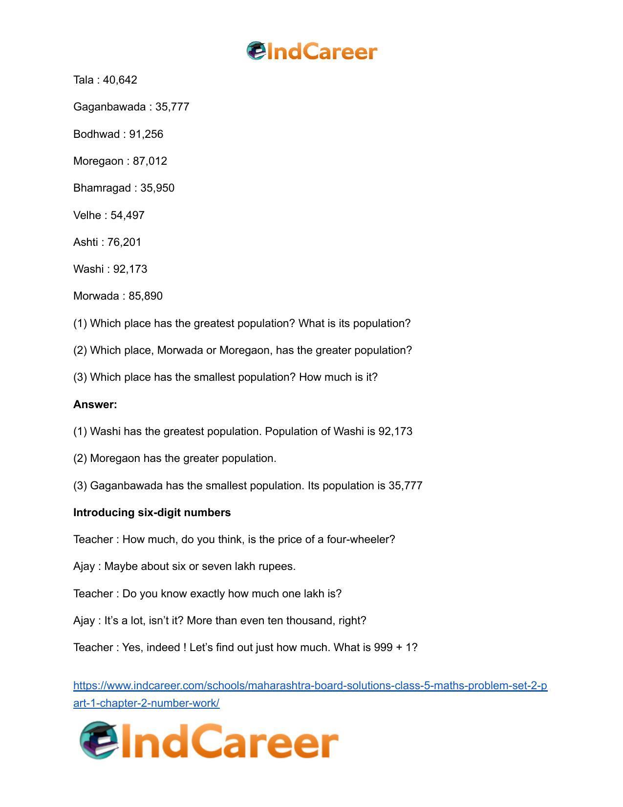 Maharashtra Board Solutions Class 5-Maths (Problem Set 2) - Part 1: Chapter 2- Number Work - Page 7