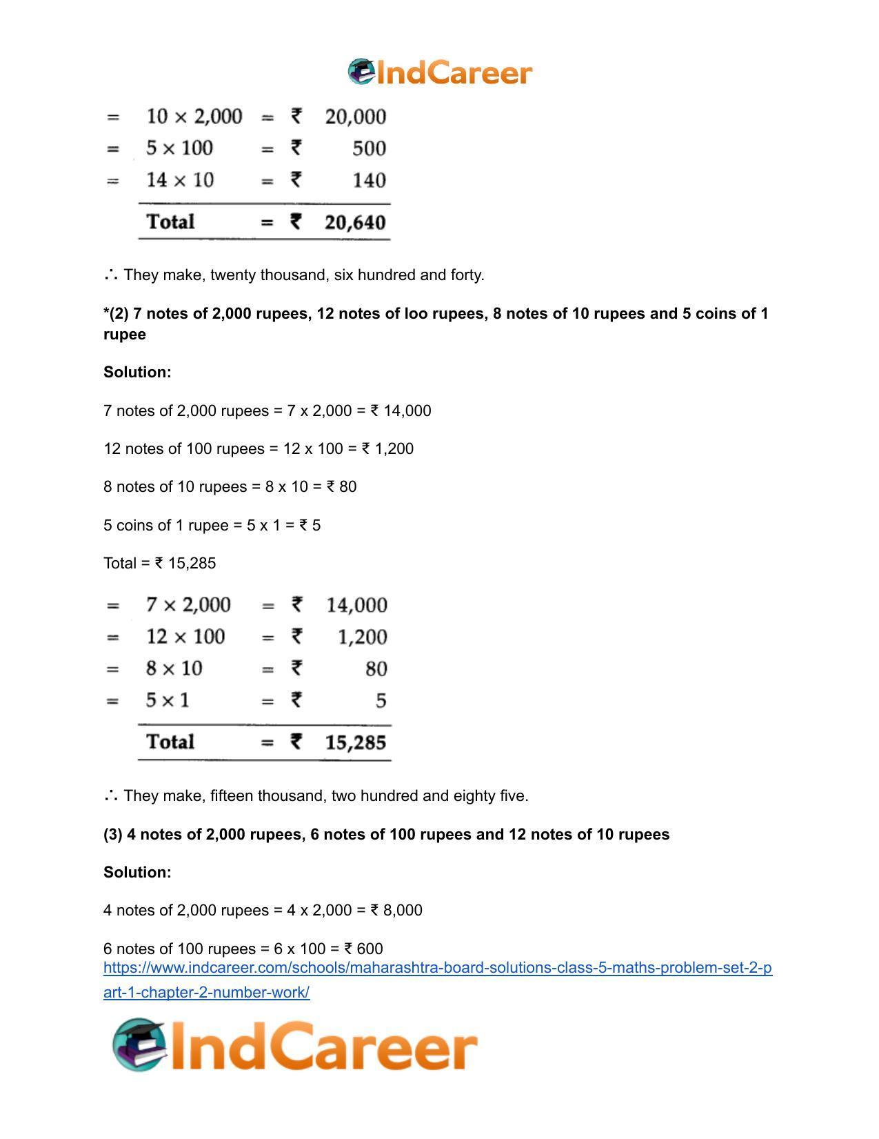 Maharashtra Board Solutions Class 5-Maths (Problem Set 2) - Part 1: Chapter 2- Number Work - Page 11