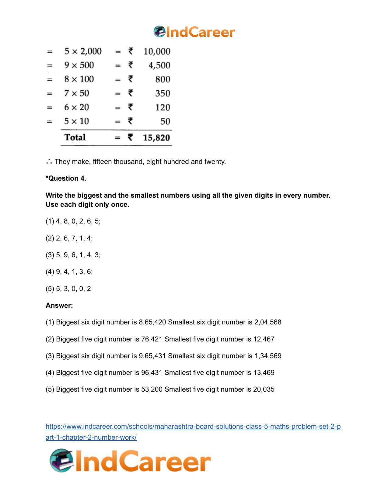 Maharashtra Board Solutions Class 5-Maths (Problem Set 2) - Part 1: Chapter 2- Number Work - Page 13