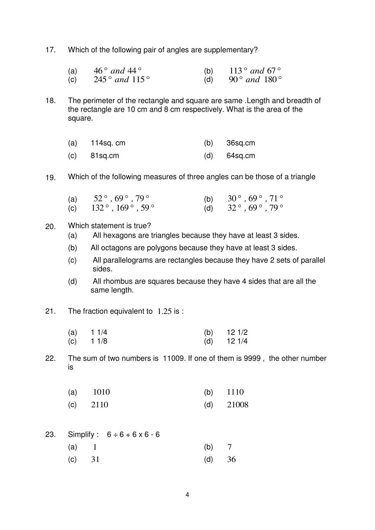 Sainik School (AISSEE) 2018 question papers for Class 6 Paper I - Page 4