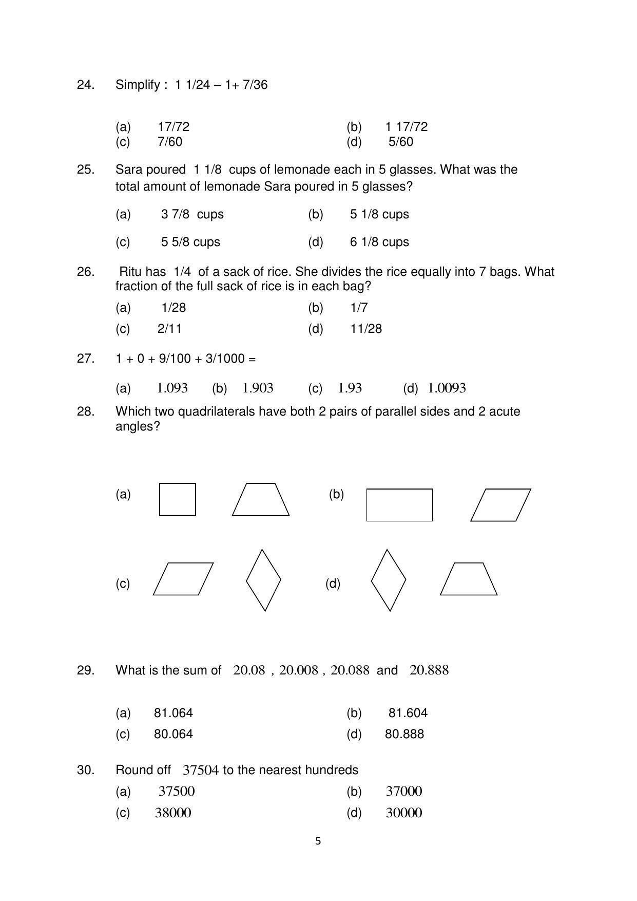 Sainik School (AISSEE) 2018 question papers for Class 6 Paper I - Page 5