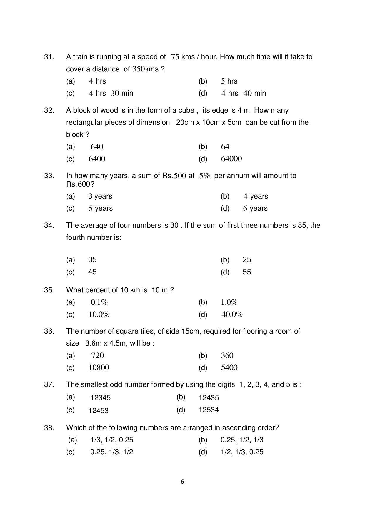 Sainik School (AISSEE) 2018 question papers for Class 6 Paper I - Page 6