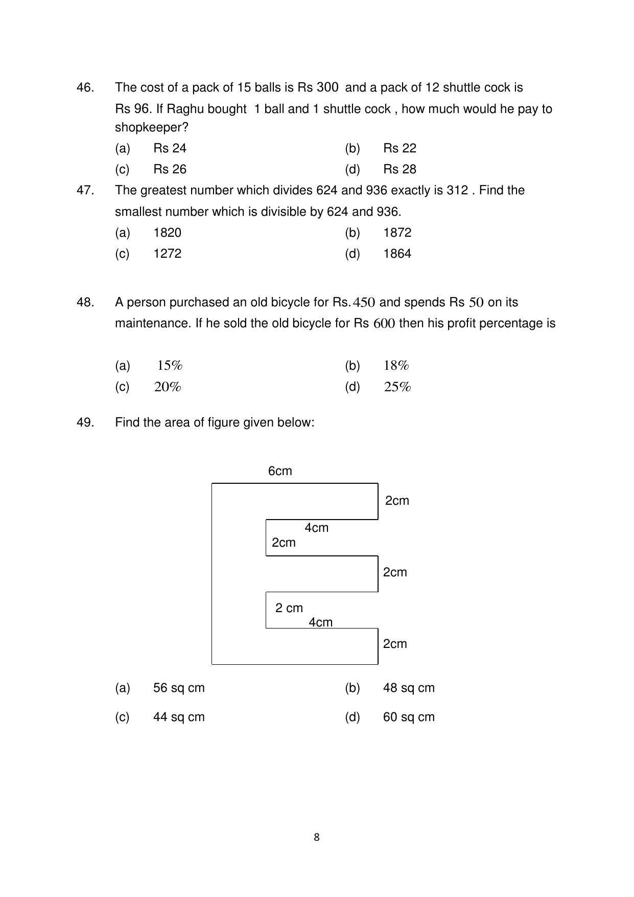 Sainik School (AISSEE) 2018 question papers for Class 6 Paper I - Page 8