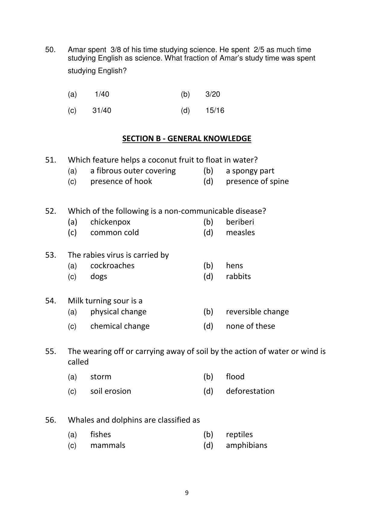 Sainik School (AISSEE) 2018 question papers for Class 6 Paper I - Page 9