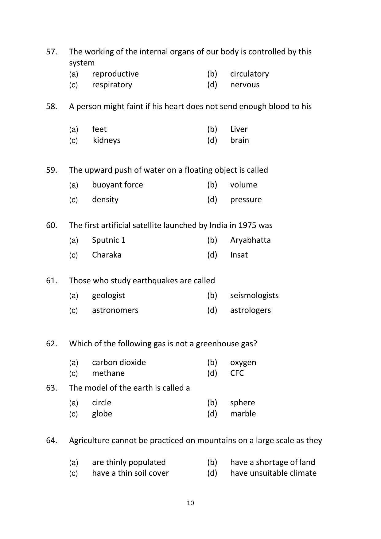 Sainik School (AISSEE) 2018 question papers for Class 6 Paper I - Page 10