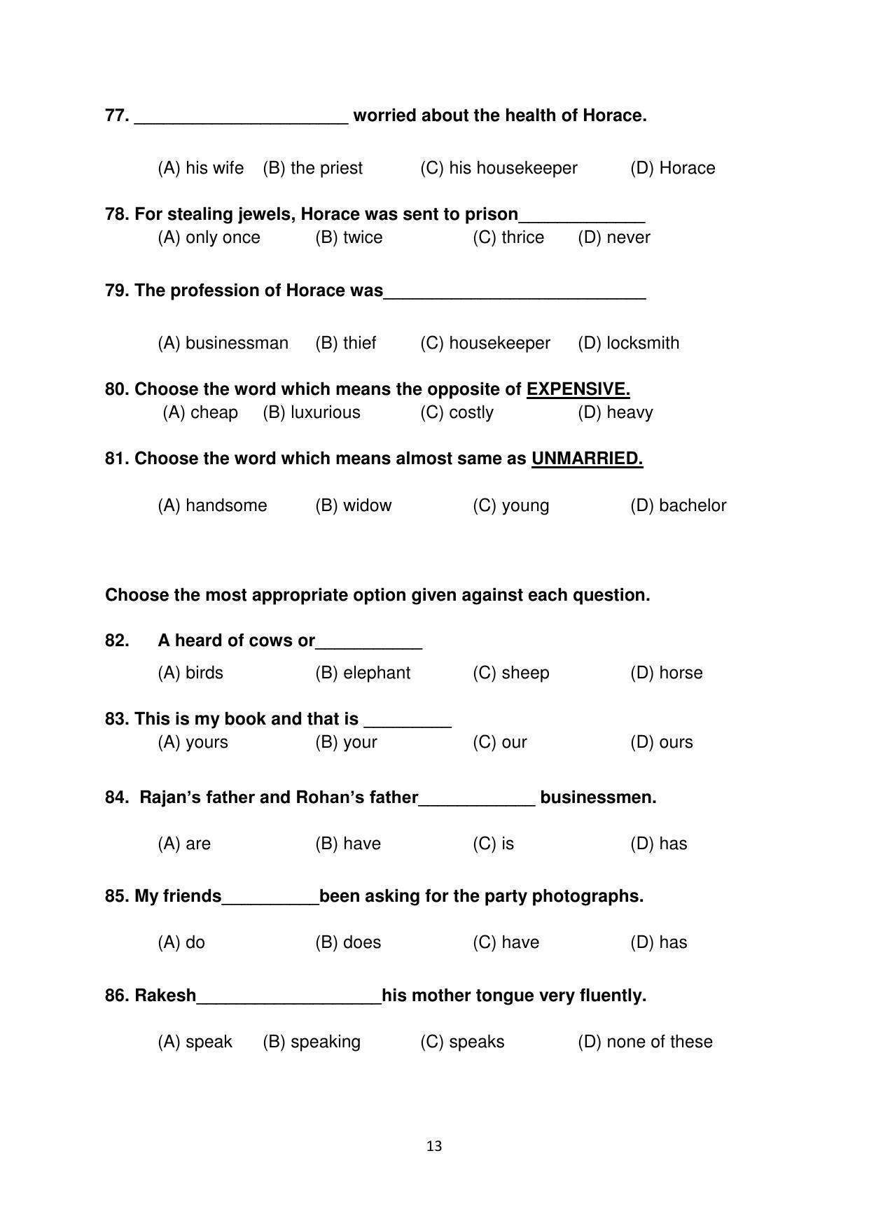 Sainik School (AISSEE) 2018 question papers for Class 6 Paper I - Page 13