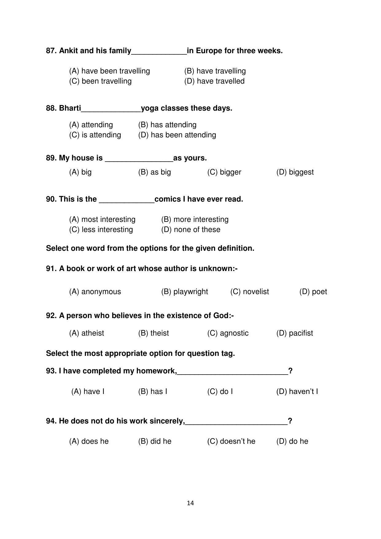 Sainik School (AISSEE) 2018 question papers for Class 6 Paper I - Page 14