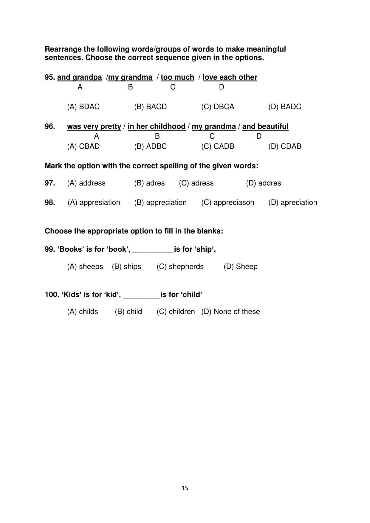 Sainik School (AISSEE) 2018 question papers for Class 6 Paper I - Page 15