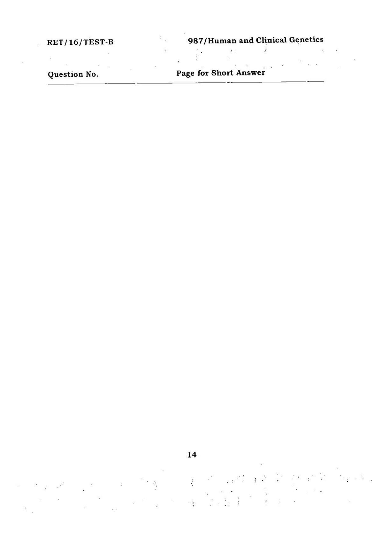 BHU RET Human And Clinical Genetics 2016 Question Paper  - Page 14