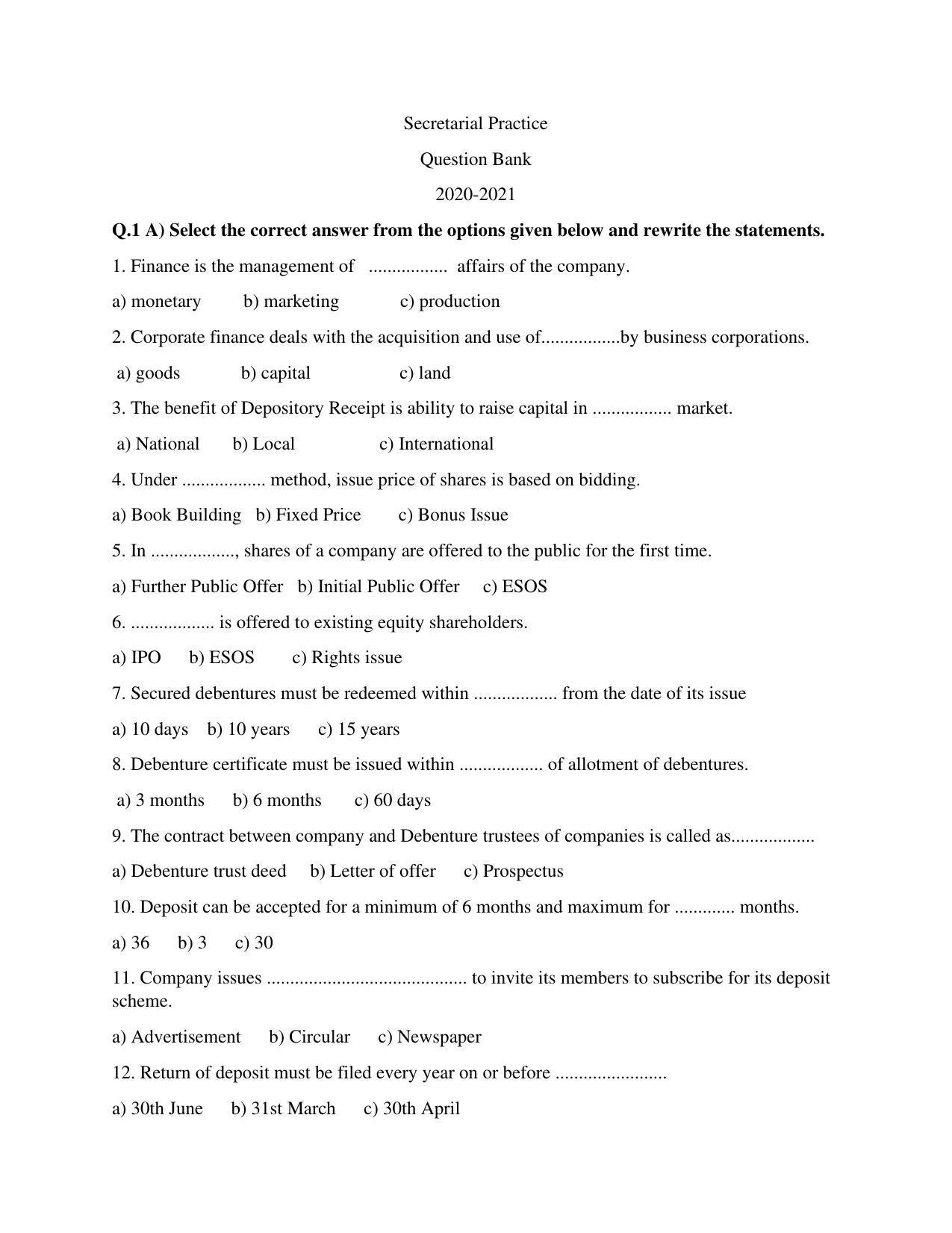 Maharashtra Board Class 12 Secretarial Practice Sample Papers - Page 2