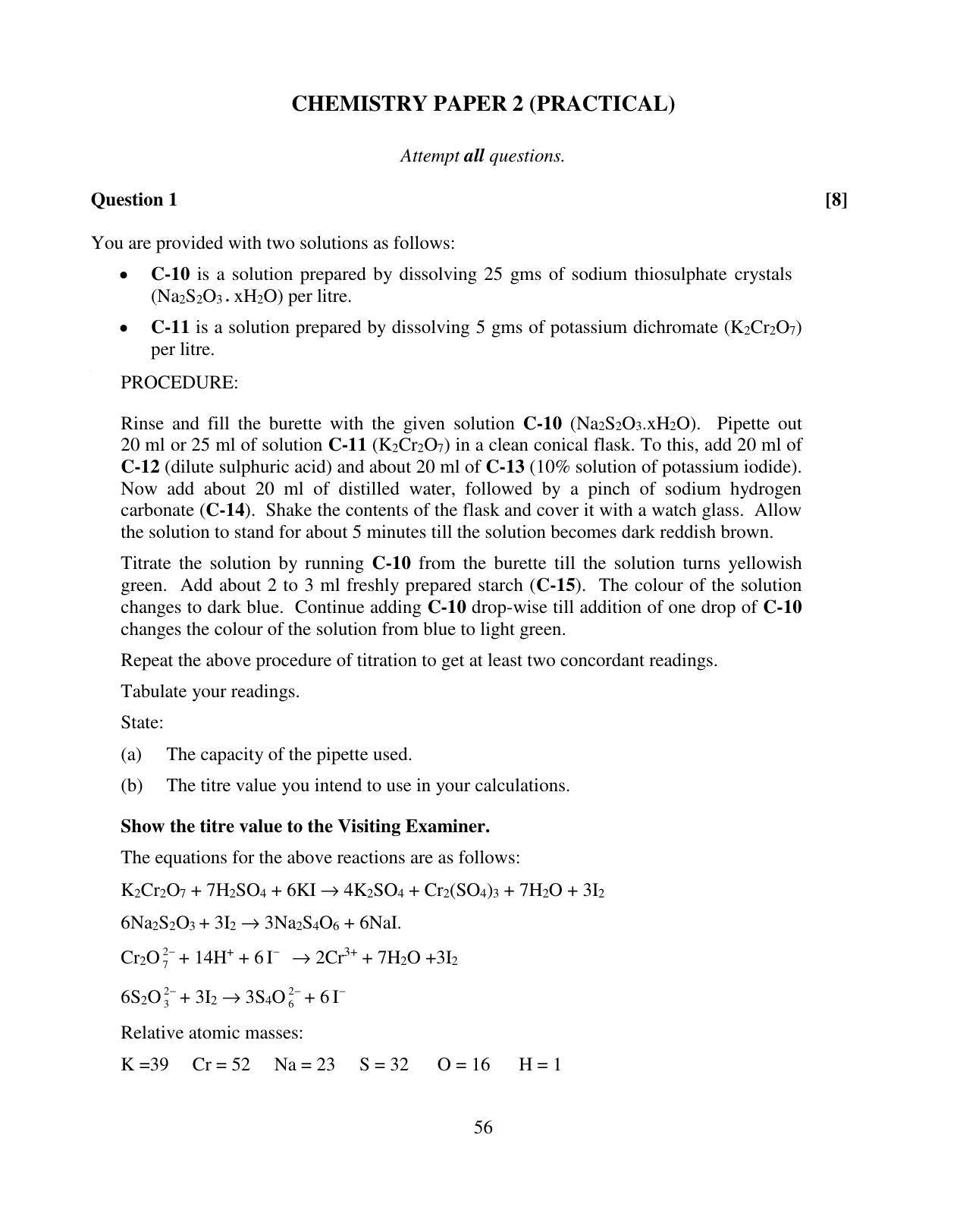 ISC Class 12 2014 Chemistry Paper 2 (Practicals) Question Paper Solutions - Page 4