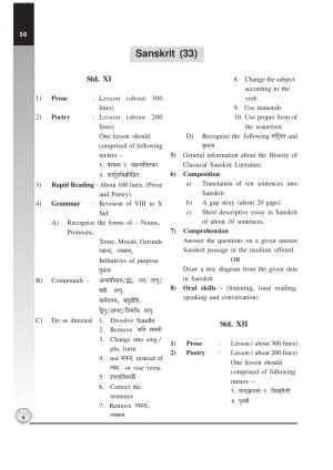 Maharashtra HSC Sanskrit Syllabus 