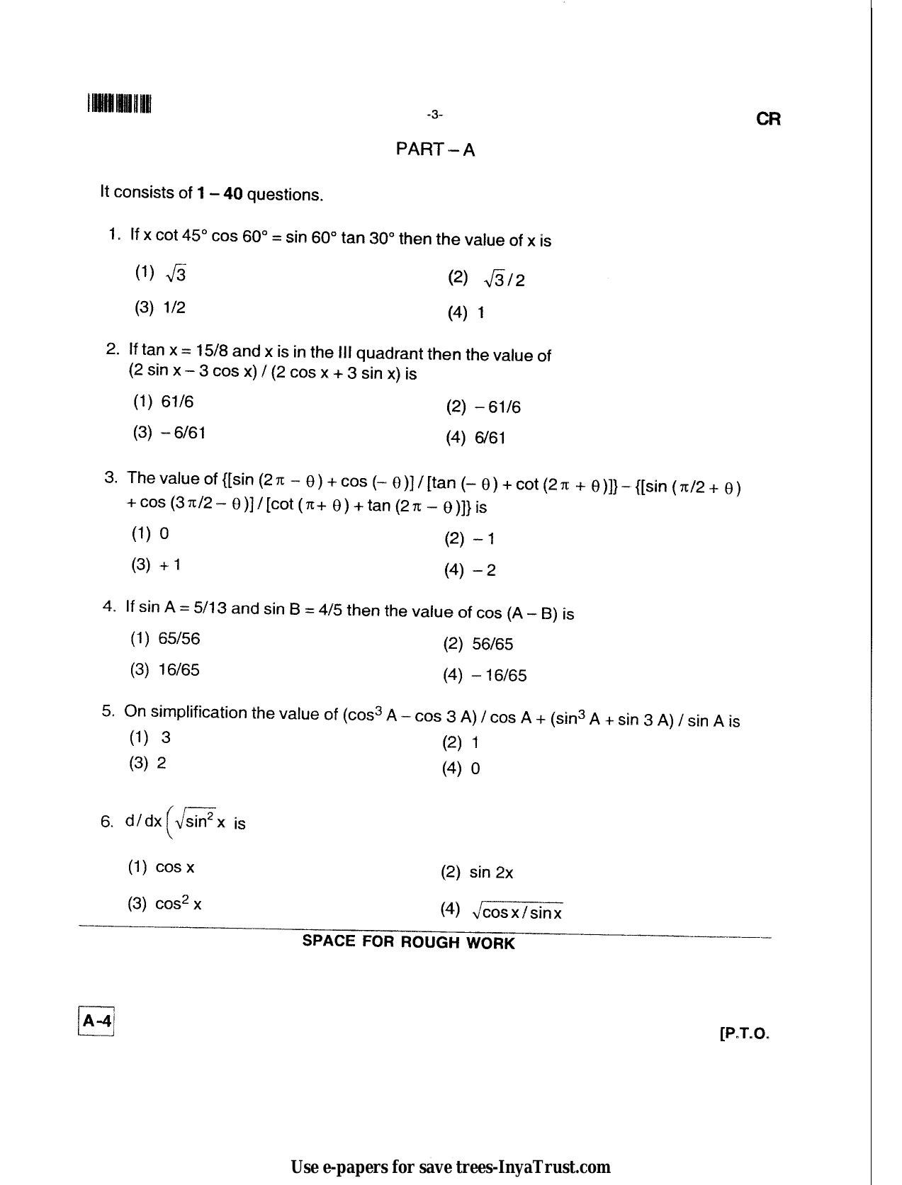 Karnataka Diploma CET- 2013 Ceramics Technology Question Paper - Page 3