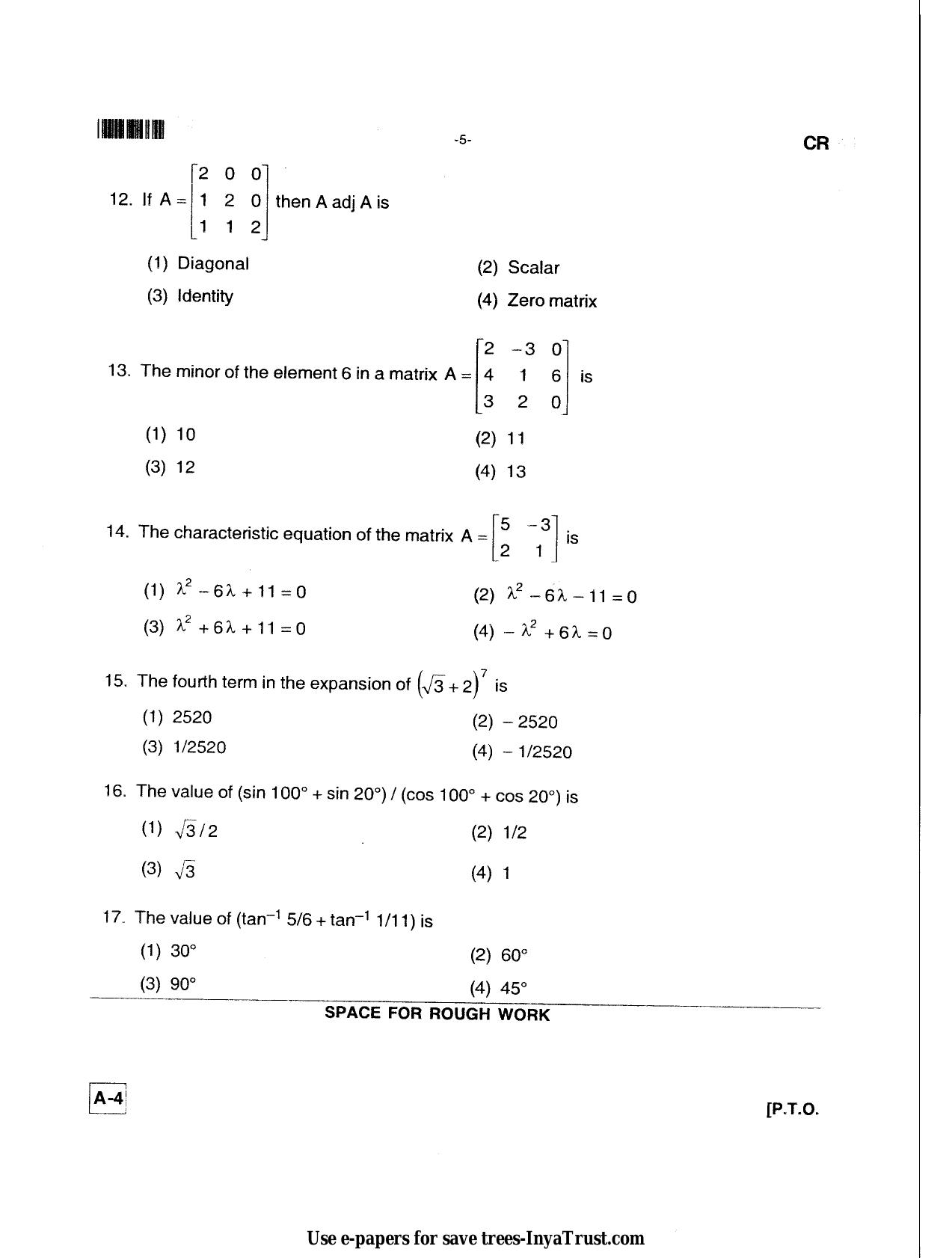 Karnataka Diploma CET- 2013 Ceramics Technology Question Paper - Page 5