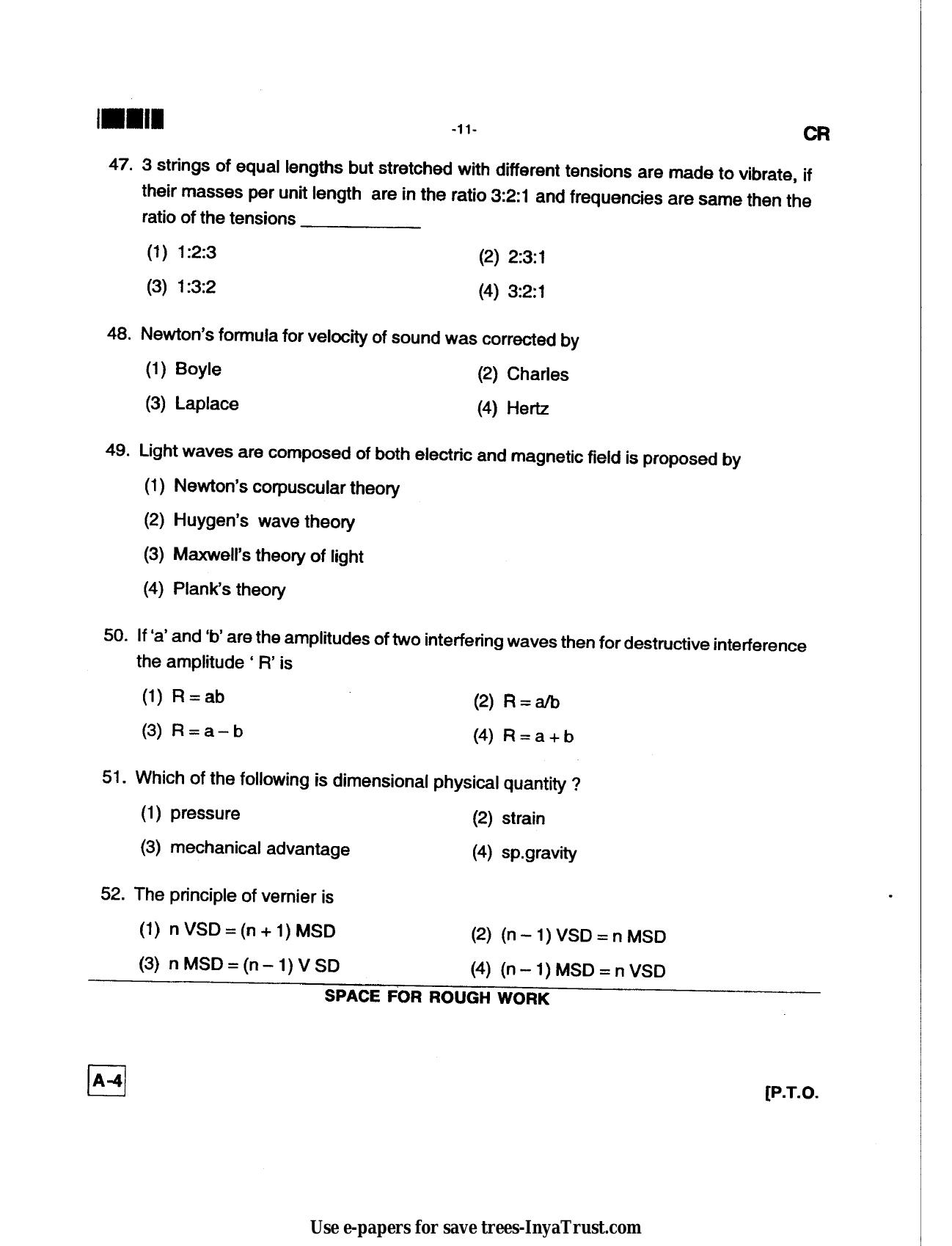 Karnataka Diploma CET- 2013 Ceramics Technology Question Paper - Page 11