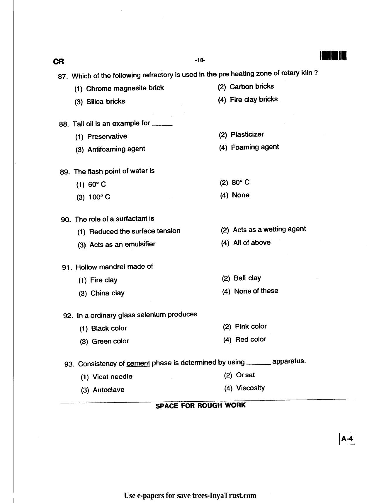 Karnataka Diploma CET- 2013 Ceramics Technology Question Paper - Page 18