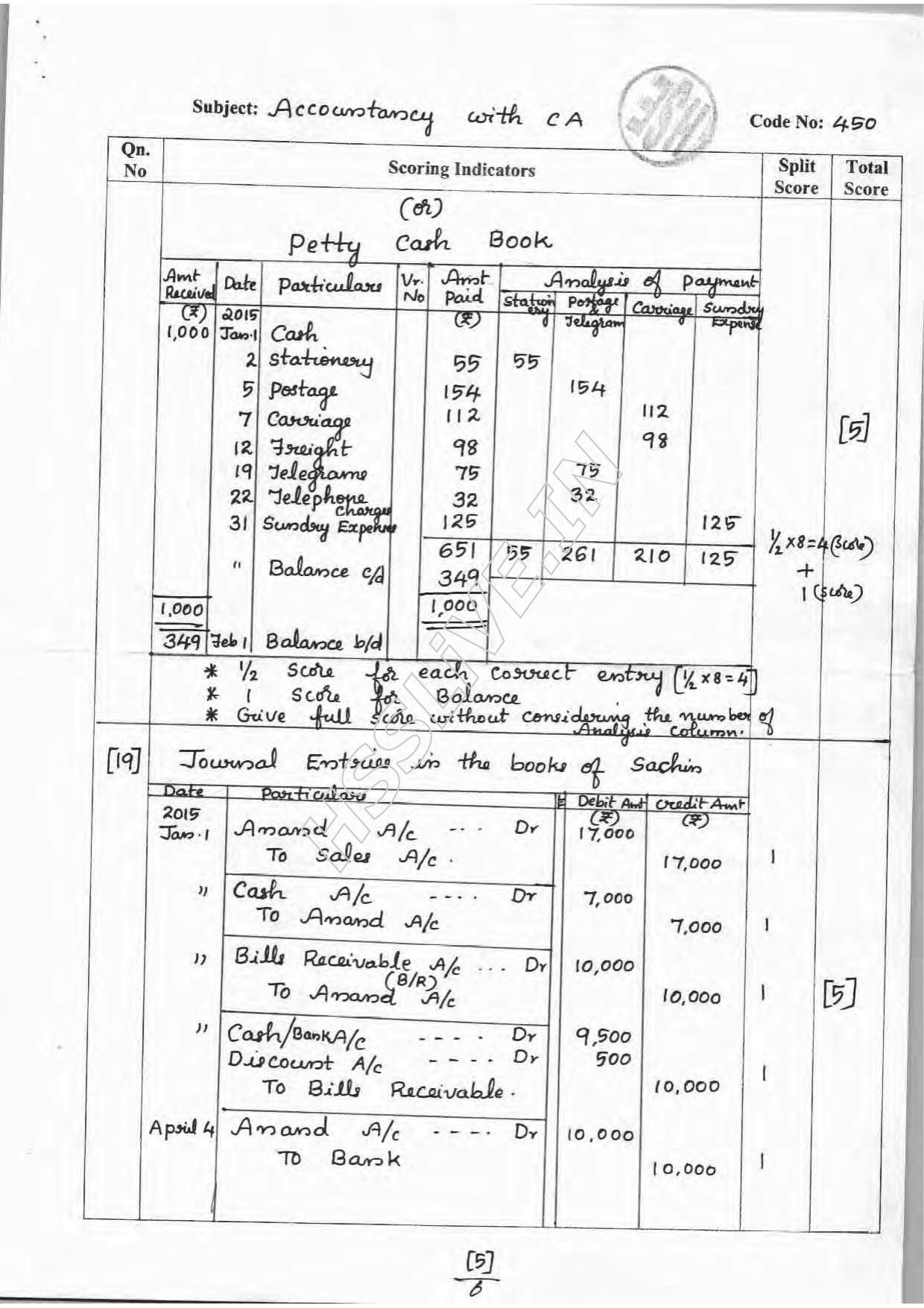 Kerala Plus One 2016 Accountancy with CA Improvement Answer Key - Page 5