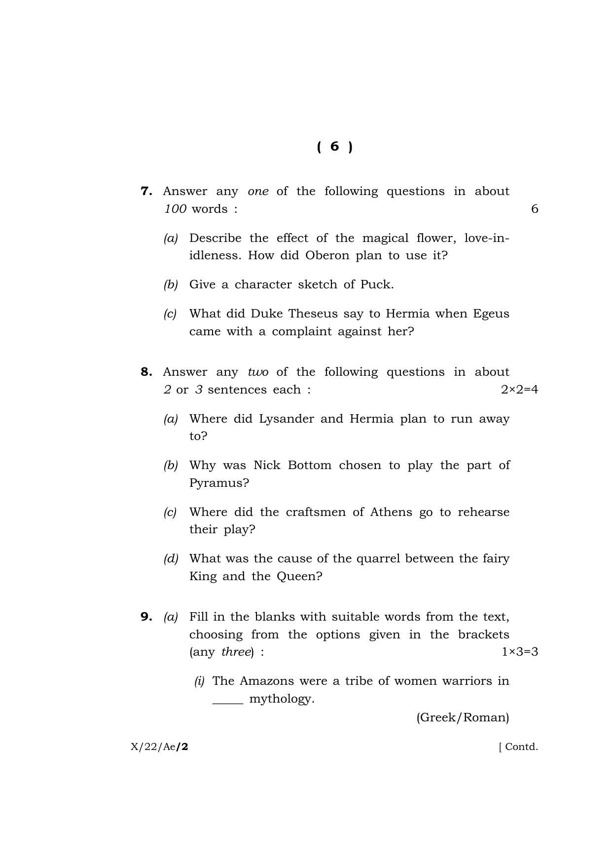 Meghalaya Board (MBOSE) Class 10 ALTERNATIVE ENGLISH (X_22_Ae) 2022 Question Paper - Page 6