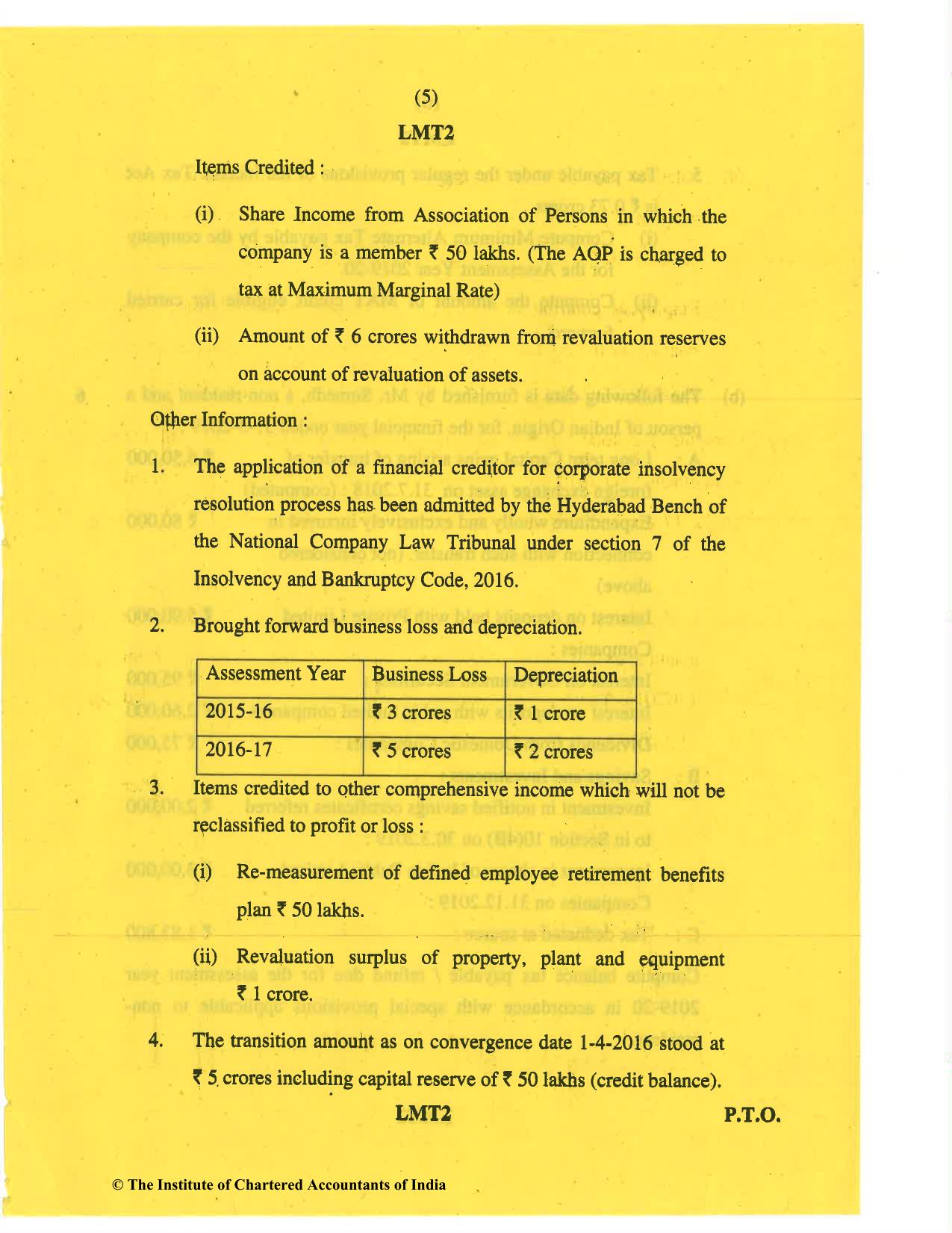 CA Final May 2019 Question Paper - Paper 7 – Direct Tax Laws and International Taxation - Page 5