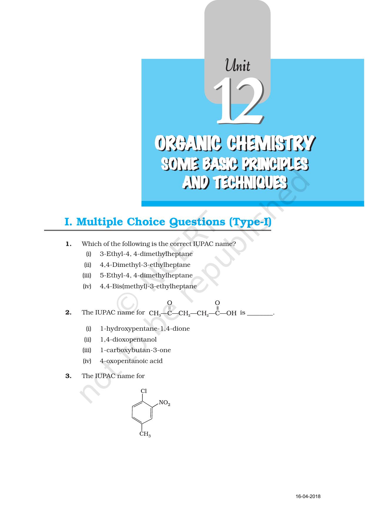 Ncert exemplar book for class 11 chemistry chapter 12 organic