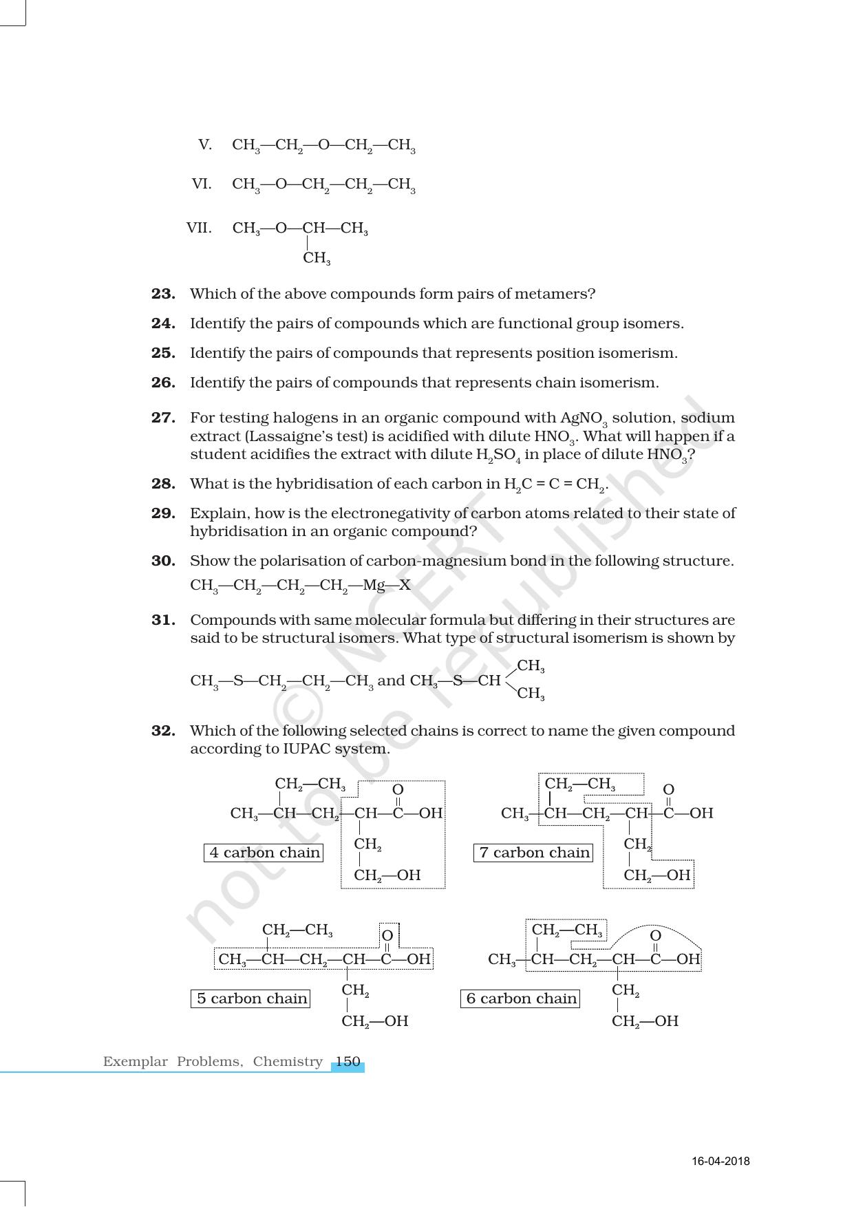 Ncert exemplar book for class 11 chemistry chapter 12 organic
