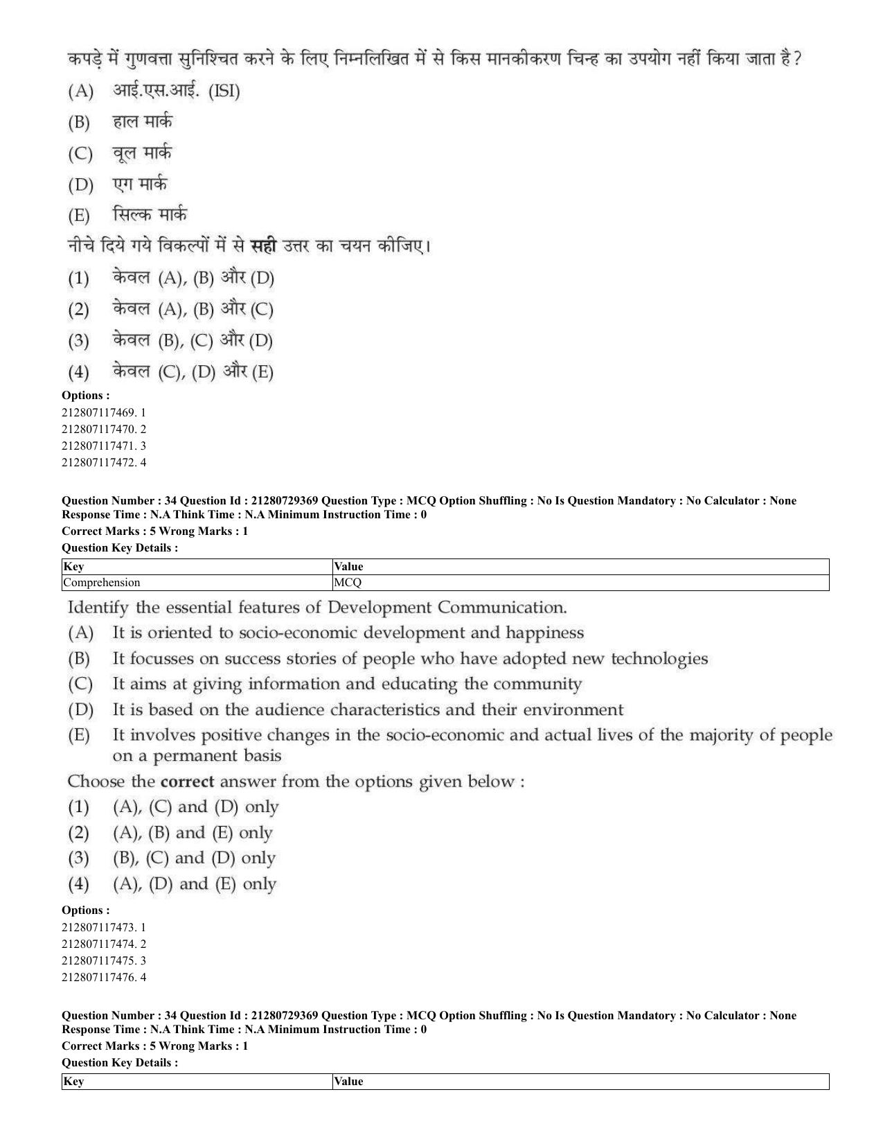 CUET 2023 Home Science Shift 3 Question Papers - Page 26