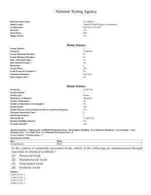 CUET 2023 Home Science Shift 3 Question Papers