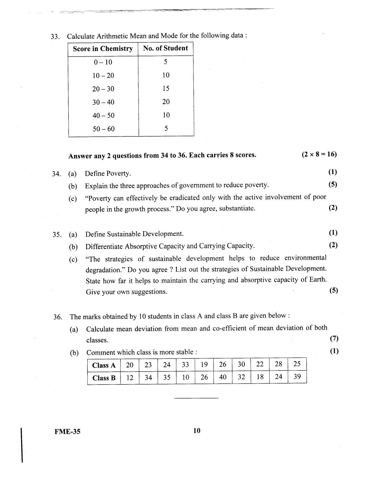 Kerala Plus One 2020 Economics Question Papers (Model) - Page 6