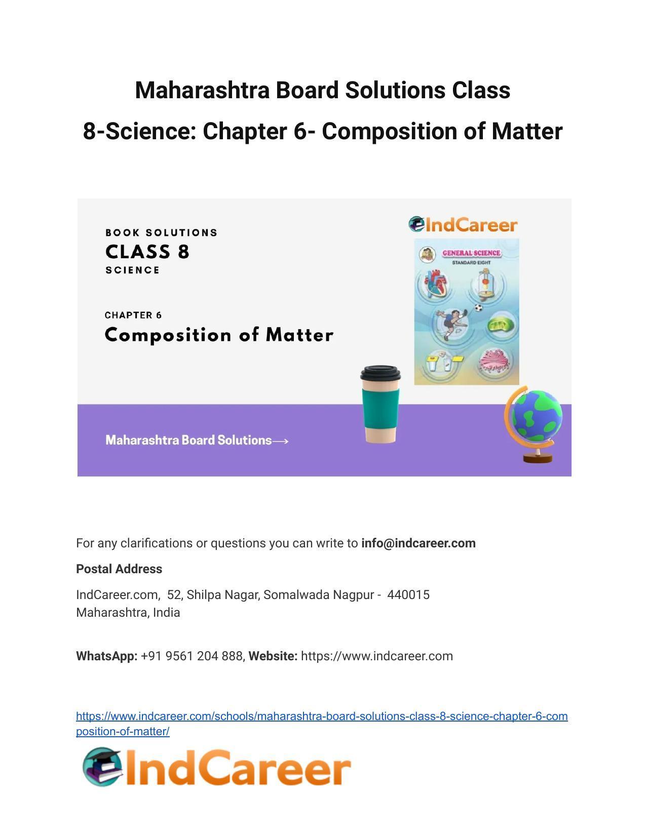 Maharashtra Board Solutions Class 8-Science: Chapter 6- Composition of Matter - Page 1